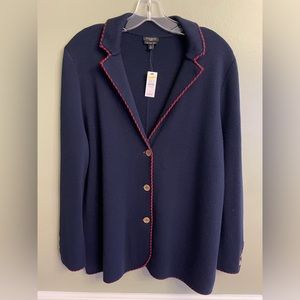 NWT Talbots Womens Navy Blue Merino Wool Cardigan Sweater 1X